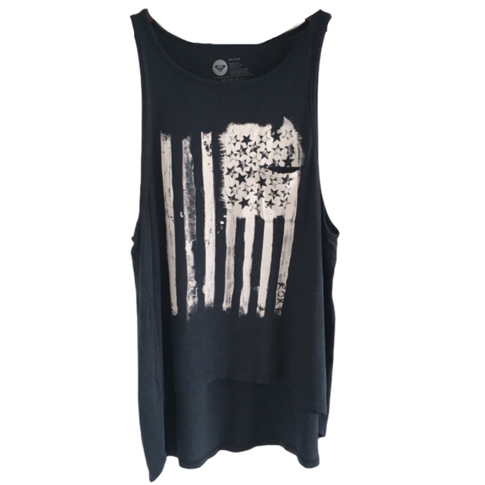 Roxy American Flag Navy White Tank Top